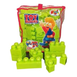 Mega Blocks 50 peças de verde maçã para crianças com bolsa