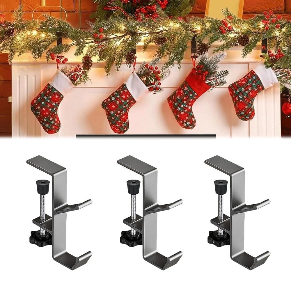 Suportes de meias, ganchos de manto para guirlanda, mais 3 peças de cinza