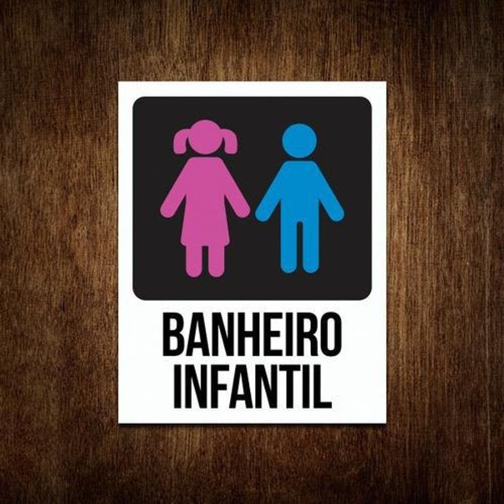 Placa Banheiro Infantil - Menino E Menina 27X35