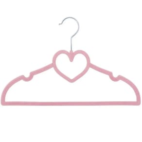 Cabide Infantil Veludo Coração Rosa 5und Clingo