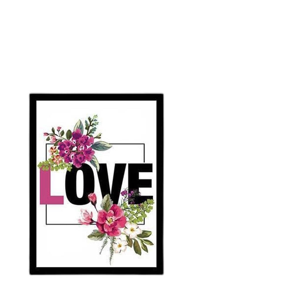 Quadro Decorativo Love Floral 34x23Cm