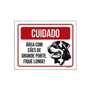 Placa Cuidado Cão Área Cães Grande Porte Fique Longe 27X35