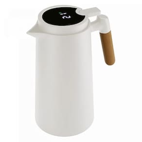 Garrafa Térmica de Plástico com Cabo de Madeira e Termômetro Digital Branca 1L 2943 - Lyor