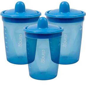 Kit Copo Transição Bico Rígido 3und 250ml +6m Azul Clingo