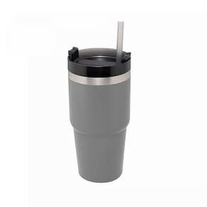Copo Térmico de Aço Inox Parede Dupla SlimTerm com Base Ergonômica e Canudo 590ml Cinza 29569 - Wolff