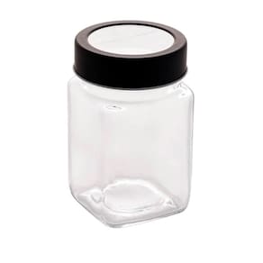 Pote de Vidro Boro silicato com Tampa em Metal e Acrílico Preto 300ml 1256 - Lyor