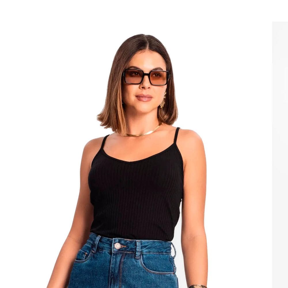 Blusa Feminina de Alça Rovitex Ribana Canelada