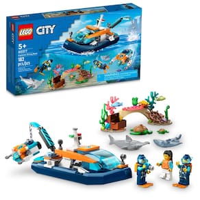 Brinquedo de construção LEGO City Explorer Diving Boat 60377 com figuras