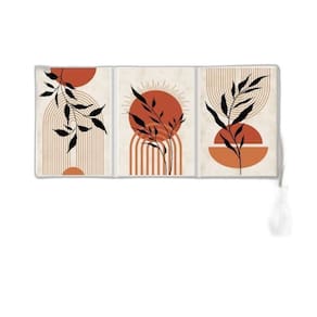 Kit 3 Quadros Bohos Folhas E Círculos Terracota 33X24Cm