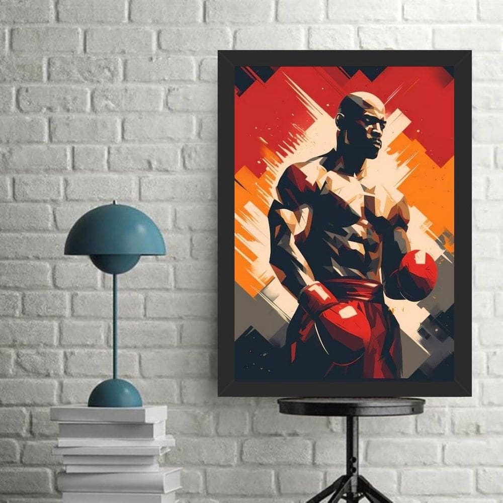 Quadro Decorativo Boxe - Lutador 24X18Cm - Com Vidro