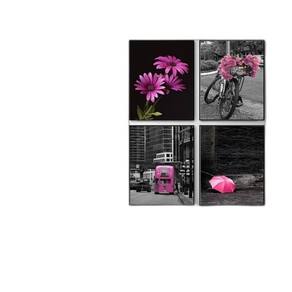 Kit 4 Quadros Fotografias Rosas 33X24 C/Vidro Madeira Preta