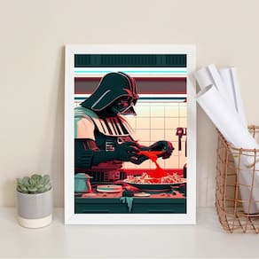 Quadro Cozinha - Cooking With Vader 33X24Cm - Com Vidro