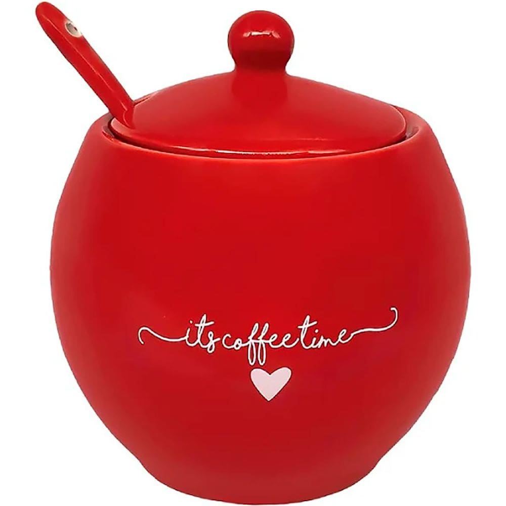 Açucareiro Lamour 350ml Porcelana Vermelho PCLN176VM - Hauskraft