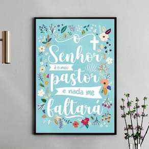 Quadro O Senhor É Meu Pastor - Floral 45X34Cm - Com Vidro