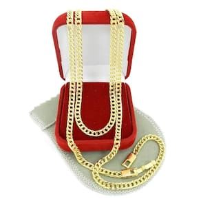 Corrente Masculina 60Cm 4Mm Largura Folheado Ouro Cr810B