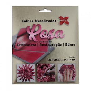 Folhas Metalizadas Rosa Make + - 25 Folhas