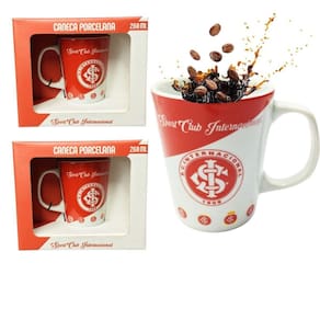 Kit 2Un Caneca Xícara Porcelana Reforçada 260Ml Café Escudo