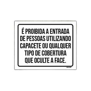 Placa Proibida Entrada Pessoas Utilizando Capacete 36X46