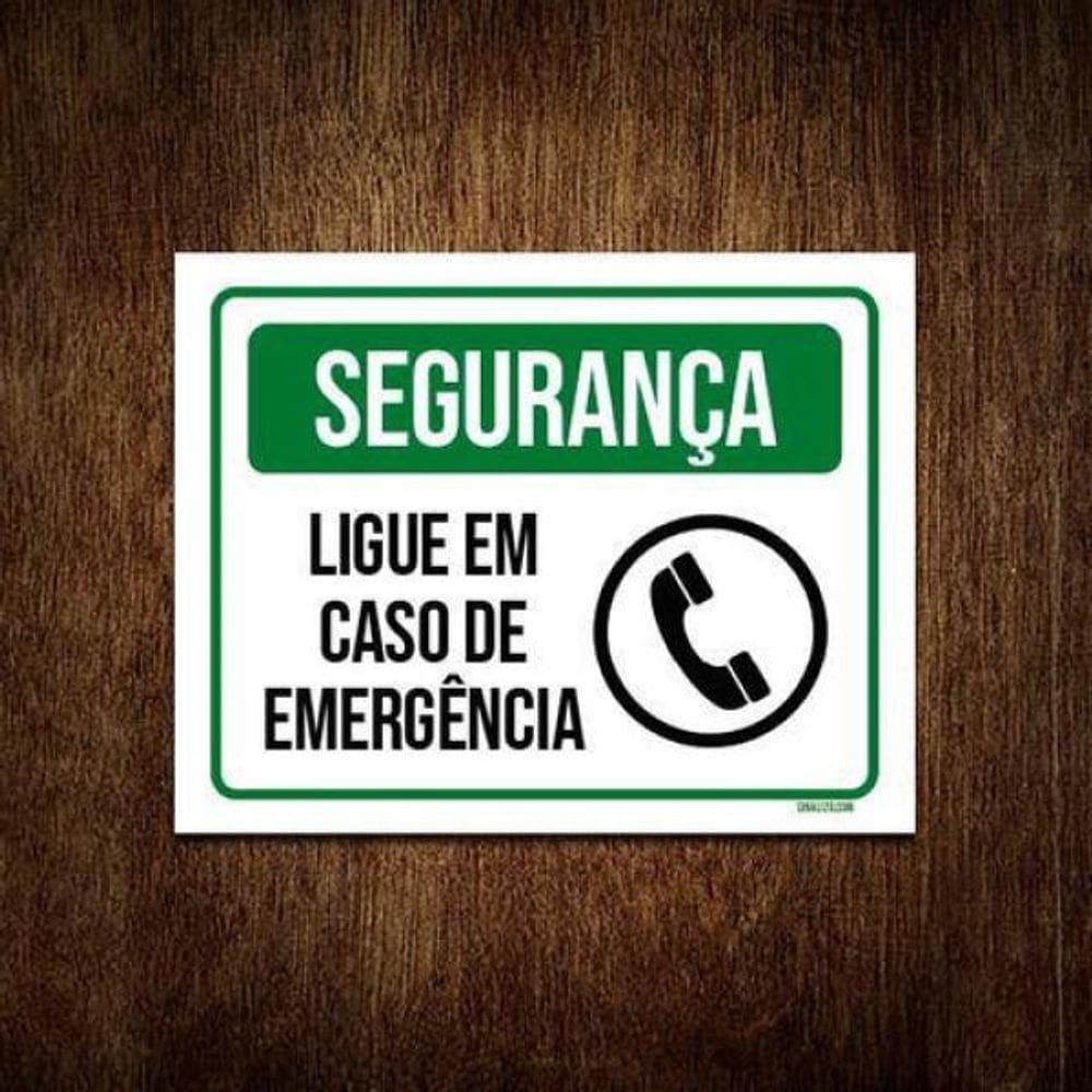 Kit 10 Placas Segurança Ligue Em Caso De Emergência