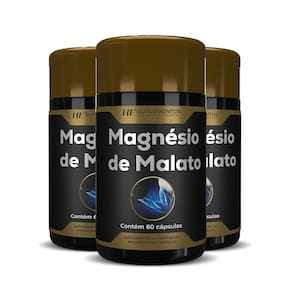 3X Magnesio De Malato Premium 60 Caps Hf Suplementos