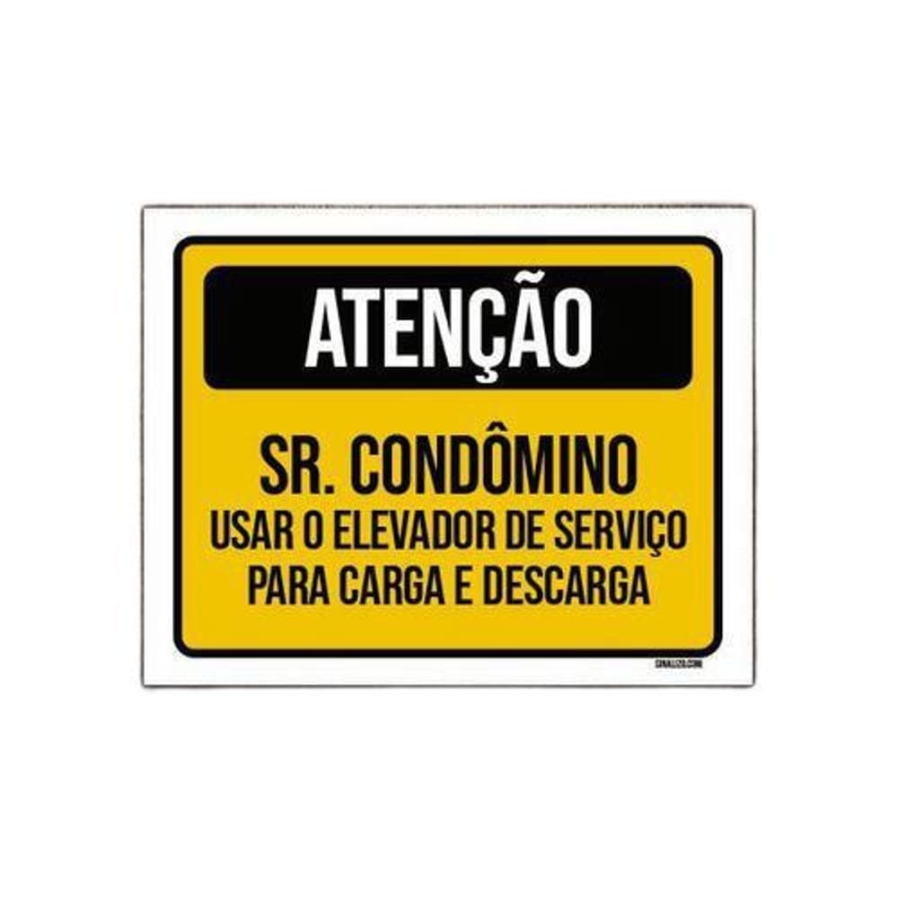Kit 3 Placas Atenção Sr Condômino Usar Elevador Serviço