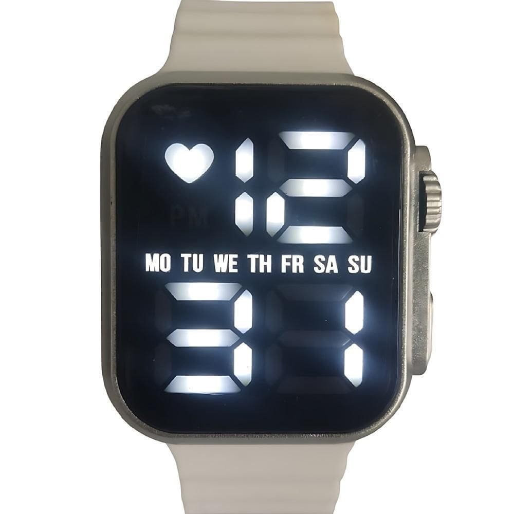 Relogio Led Digital Unissex Branco Silicone Tiktok Moda 2025