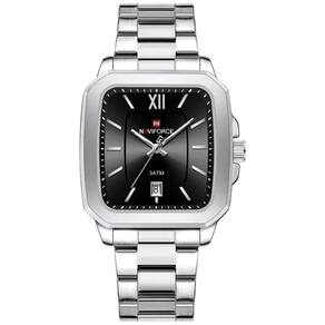 Relógio De Quartzo Masculino Casual Mostrador Quadrado Em Aço Inoxidável Impermavel Preto