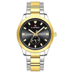 Relógio Masculino De Quartzo Esportivo Com Cronógrafo Em Aço Inoxidavel Impermeavel Preto Dourado