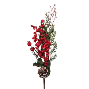 Galho Decorativo Médio Frutos Vermelhos Pequenos - 38cm
