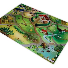 Tapete Pista Para Carrinhos Cidade Fazendinha 180X120Cm