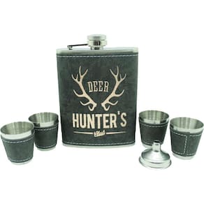 Cantil De Bolso Porta Bebidas Whisky Drinks Couro Inoxidável
