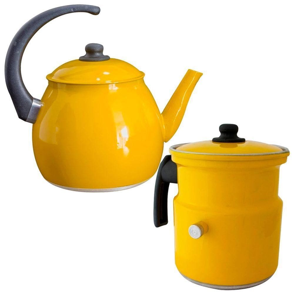 Kit Chaleira E Leiteira Gulê Alumínio 2 Peças Amarelo