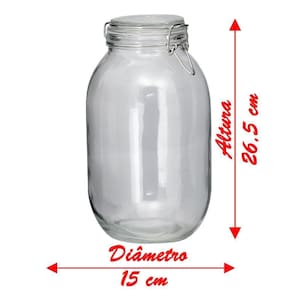 Pote De Vidro Hermético Tampa 3,1l Conserva Com Vedação