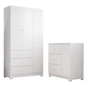 Jogo de Quarto Infantil Duda com Guarda Roupa 3 Portas e Cômoda - Phoenix Baby
