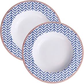 Jogo Prato Fundo Sopa Lanche 12 Pessoas 12pçs Abstratta 23cm