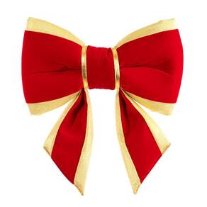 Laço de Veludo Vermelho Com Borda de Ouro Natal 30 Cm
