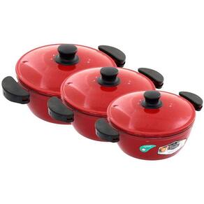 Kit Panelas Gulê Alumínio 2,2l 2,5l 3,5l 3 Peças Vermelho