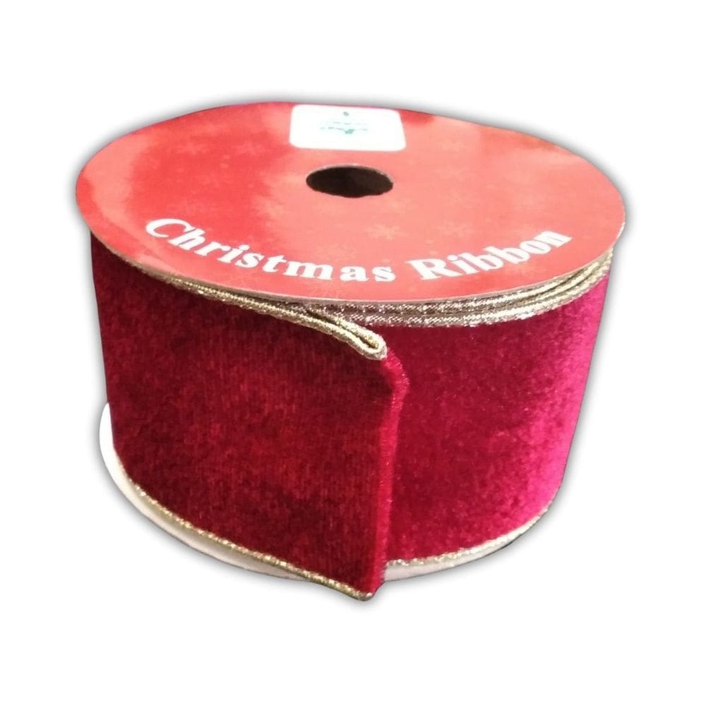 Fita de Natal Vermelha Lisa 6,3cm - 9 metros