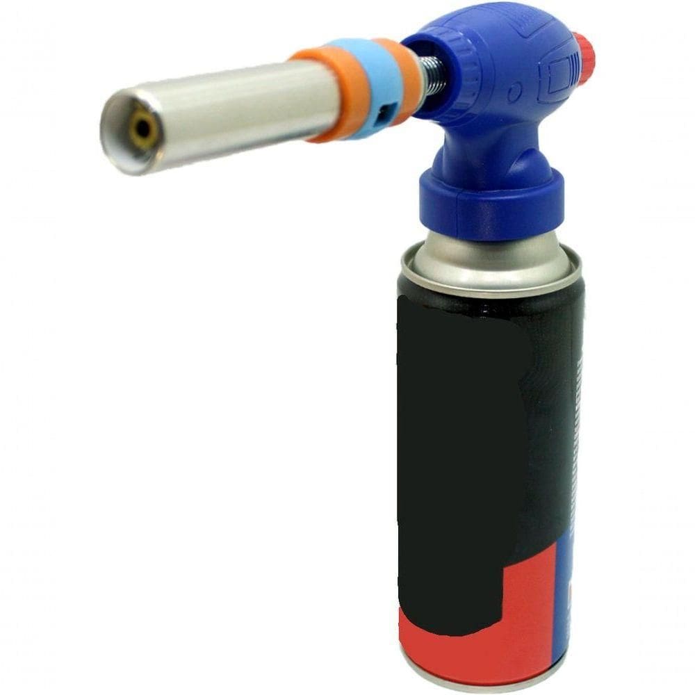 Kit Refil Gás De 400ml E Isqueiro Maçarico Culinário Azul