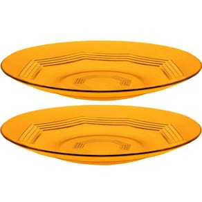 Jogo Pratos Raso Jantar 10 Pessoas 10pçs âmbar Em Vidro 23cm