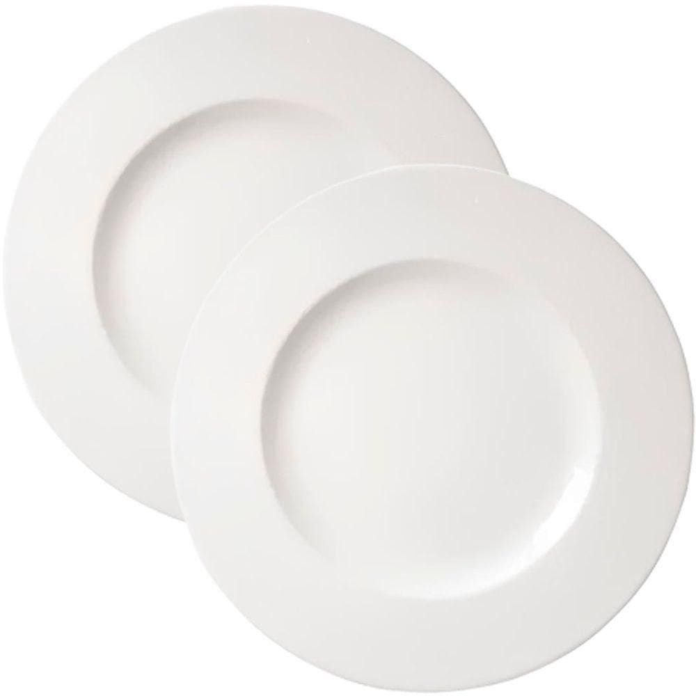 Jogo Pratos Sobremesa Lanche 6 Pessoas 6pçs Aba Larga 21cm