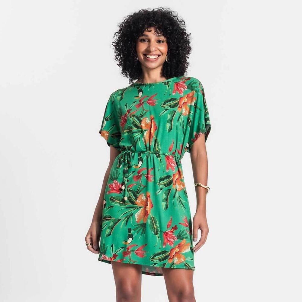 Vestido Feminino Curto Estampado Rovitex Tropical