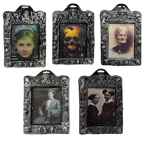 Quadro de Halloween Holográfico com Caveiras - 30cm x 21cm