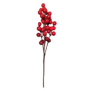 Galho Decorativo Curto Frutas Vermelhas Natal - 30cm