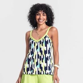 Regata Feminina Alça Estampa Viscose Creponada