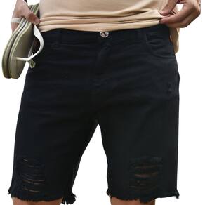 Bermuda Jeans Masculina Destroyed Lumini Over Preta 4028
