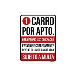 Kit 3 Placas Condominio Garagem 1 Carro Por Apartamento