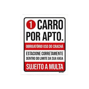 Kit 3 Placas Condominio Garagem 1 Carro Por Apartamento