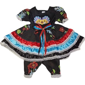 Vestido Festa Junina Baby Sereia Tutu Colorido com Calça