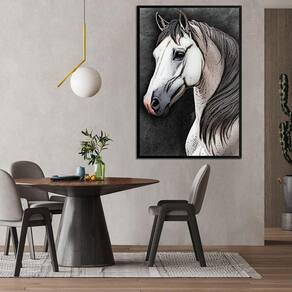 Quadro Decorativo Cavalo Sala Moldura Preta Cx Alta 40x60